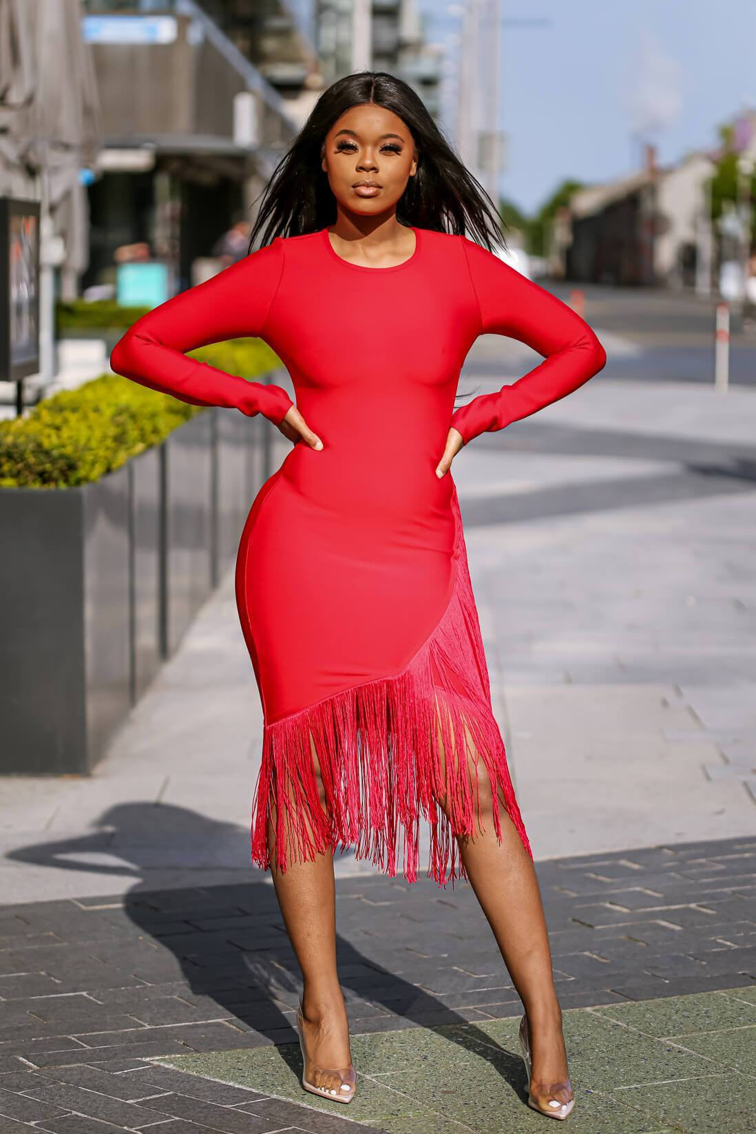 Red Fringe Bandage Dress - SETSOFRAN London